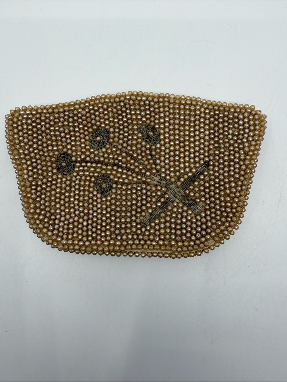 Vintage faux pearl Beaded Floral Wristlet Clutch